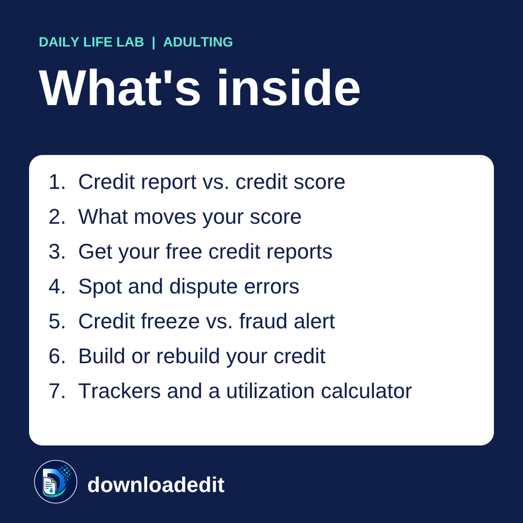What's inside Understanding Your Credit: seven topics from credit reports to trackers.