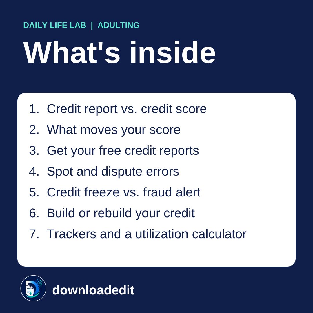 What's inside Understanding Your Credit: seven topics from credit reports to trackers.