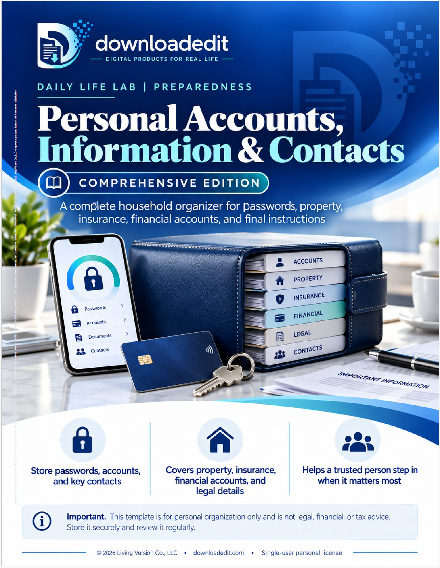 Account Info & Access Organizer: Comprehensive Edition